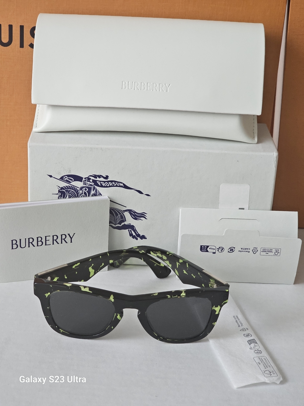 Burberry B4426 4124/87 Green Havana Square Sunglasses 50mm Italy BY14535078H NWT